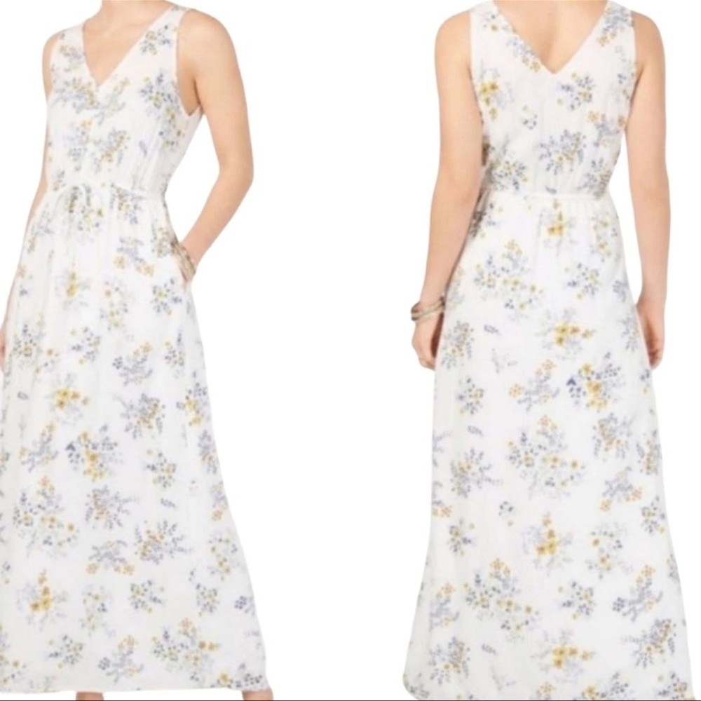 New Lucky Brand Lined Floral Bohemian Maxi Dress w/Pockets Tie Waist Size: XS - Picture 11 of 11